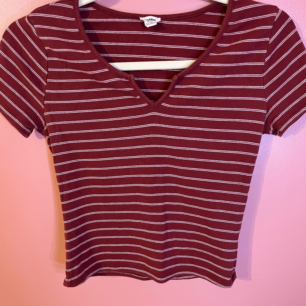 Ribbed stripped red and white baby tee from garage